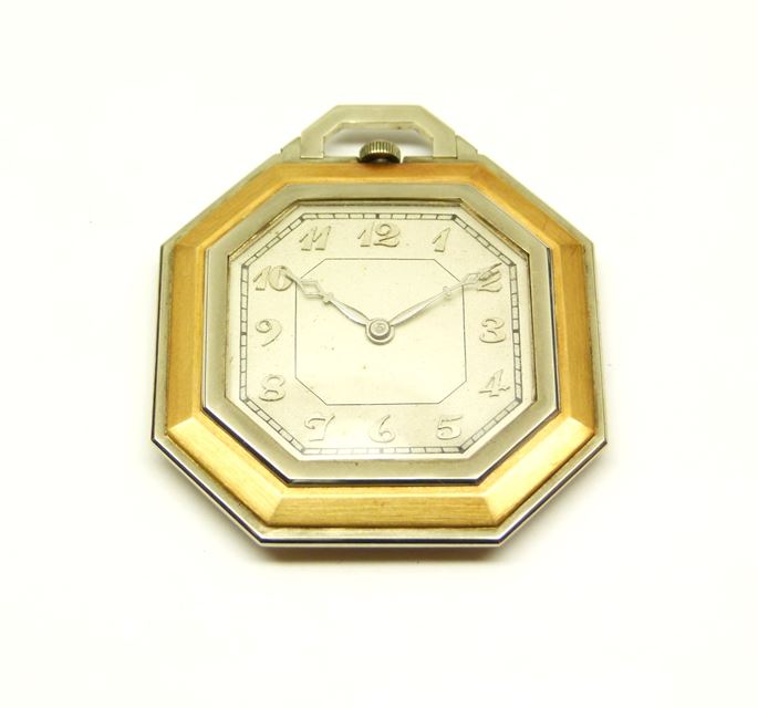 E Piguet - Art Deco gold and platinum octagonal pocket watch | MasterArt